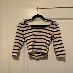 Pink and black striped crop